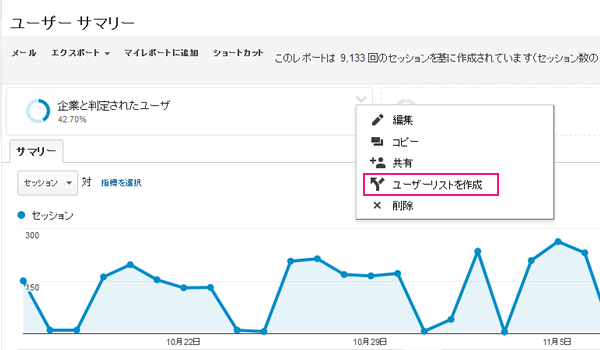 図：「ユーザーリストを作成」を選択