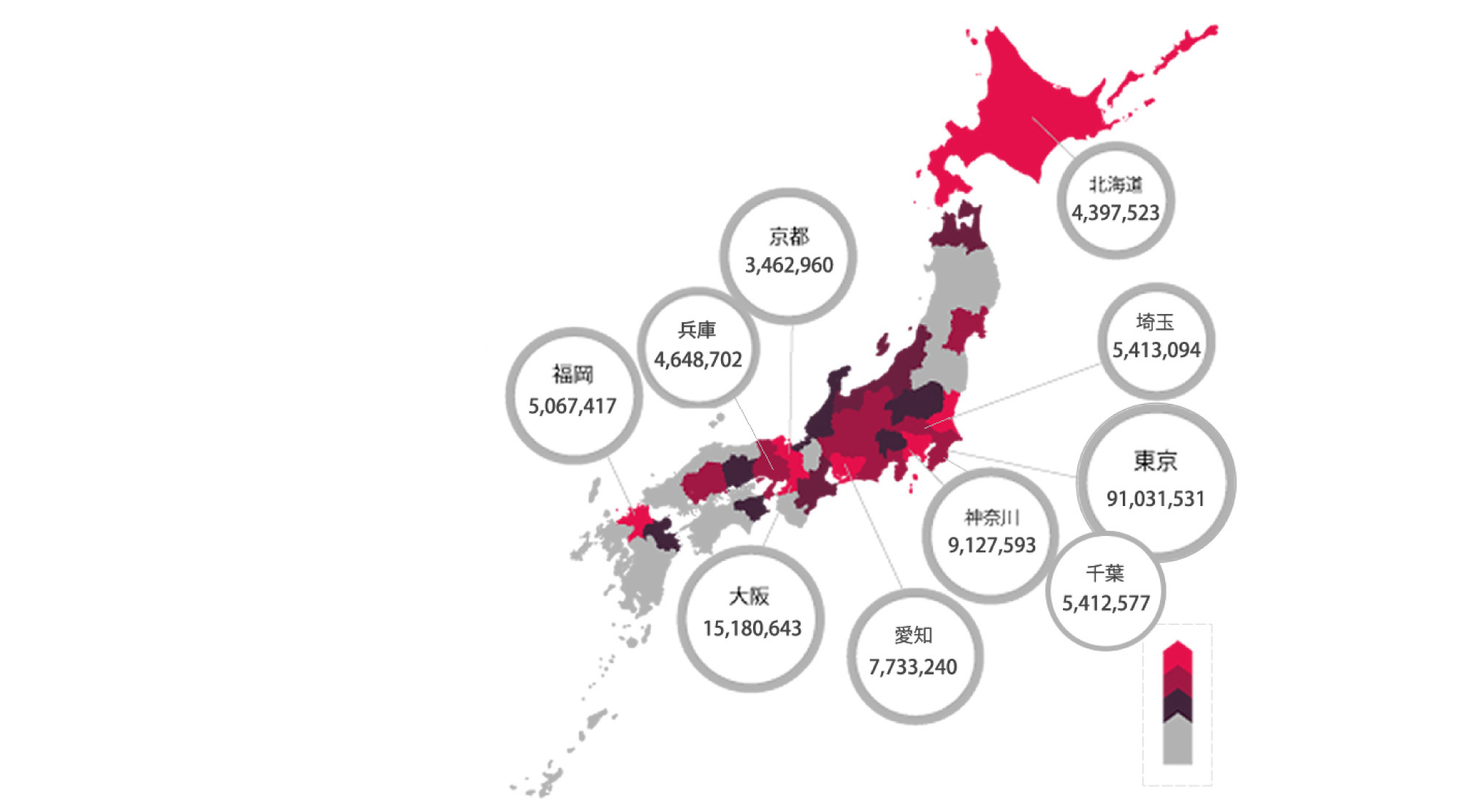 アドレスの都道府県分布